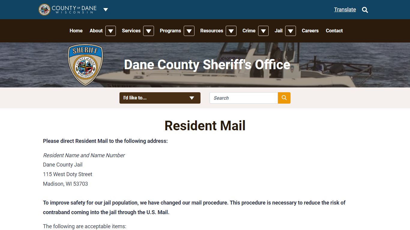 Mail | Dane County Sheriff's Office